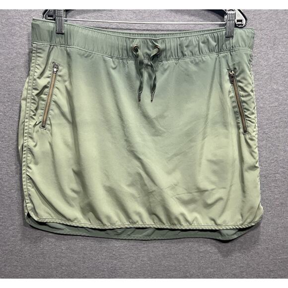Athleta Run With It 14" Skort Skirt Size XL Olive Green Stretch Zip Pocket - Picture 2 of 11